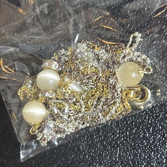 Loft Multi Chain Multi Tone Chain Moonstone Long Necklace - Picture 9 of 9